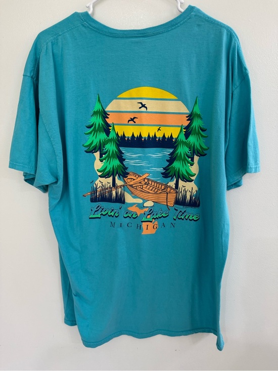 Jerzees Other - Unisex Cotton Michigan T Shirt Living on Lake Time Blue XL Summer